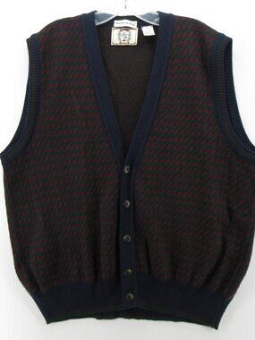 VINTAGE Sears Roebuck Sweater XL Red Wool Vest Cardigan Button Up Italy